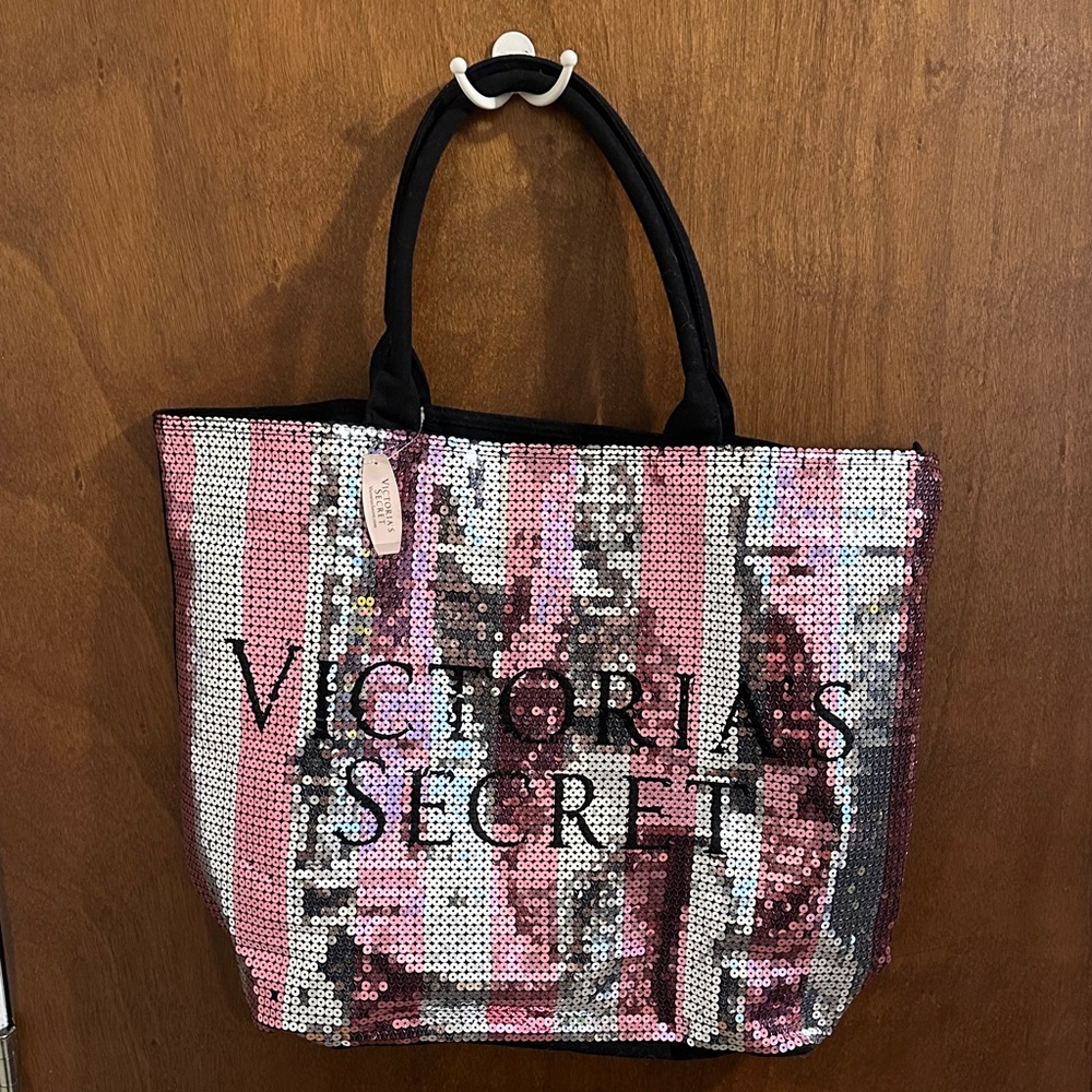 Victoria's Secret Sequin Tote in Pink and Black